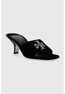 Tory Burch Чехли Eleanor Pave в черно с нисък ток - Pepit.bg