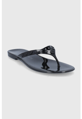 Tory Burch Джапанки Studded Jelly дамски в черно с равна подметка - Pepit.bg
