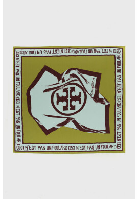 Tory Burch Копринено шалче в жълто с десен - Pepit.bg