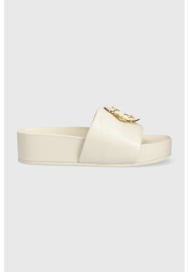 Tory Burch Кожени чехли Woven в бежово с платформа 144147-250 - Pepit.bg