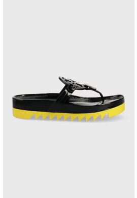 Tory Burch Кожени джапанки в черно с платформа - Pepit.bg