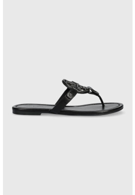 Tory Burch Кожени джапанки Miller Pave в черно с равна подметка - Pepit.bg