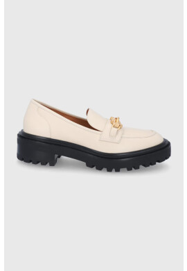 Tory Burch Кожени мокасини дамски в кремаво с платформа - Pepit.bg