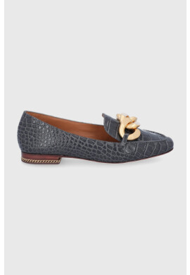 Tory Burch Кожени мокасини дамски в сиво с равна подметка - Pepit.bg