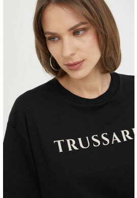 Trussardi Памучна тениска в черно - Pepit.bg