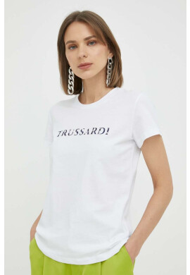 Trussardi Памучна тениска в бяло - Pepit.bg
