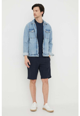 Trussardi Памучна тениска в тъмносиньо с изчистен дизайн - Pepit.bg