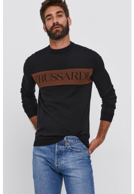 Trussardi Пуловер мъжки в черно от лека материя - Pepit.bg