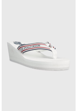 U.S. Polo Assn. Джапанки CHANY в бяло със скосена платформа CHANY003D - Pepit.bg