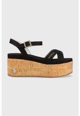 U.S. Polo Assn. Сандали LOREN в черно със скосена платформа LOREN002D - Pepit.bg
