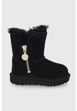 Ugg Детски велурени апрески Bailey Zip Short в черно - Pepit.bg