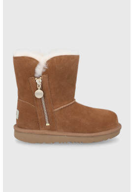 Ugg Детски велурени апрески Bailey Zip Short в кафяво - Pepit.bg