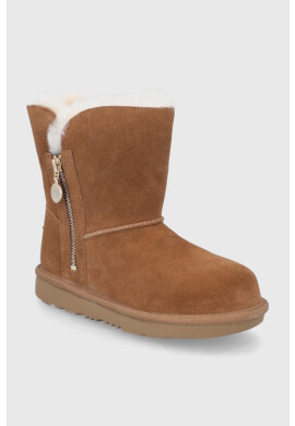 Ugg Детски велурени апрески Bailey Zip Short в кафяво - Pepit.bg