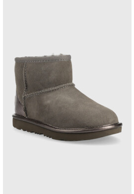Ugg Детски велурени апрески Classic Mini Shine в сиво - Pepit.bg