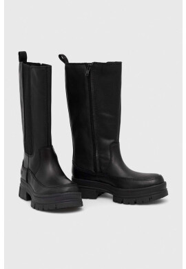 Ugg Кожени ботуши W Ashton High Chelsea дамски в черно с равна подметка - Pepit.bg