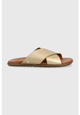 Ugg Кожени чехли Solivan Crossband в златисто 1144973 - Pepit.bg