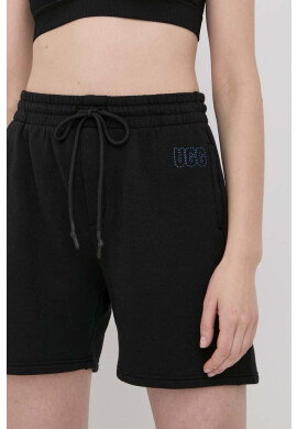 Ugg Къси панталони дамски в черно с изчистен дизайн с висока талия - Pepit.bg