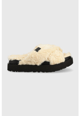 Ugg Пантофи W Fuzz Sugar Cross Slide в бежово - Pepit.bg