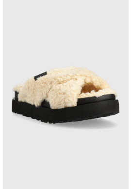 Ugg Пантофи W Fuzz Sugar Cross Slide в бежово - Pepit.bg