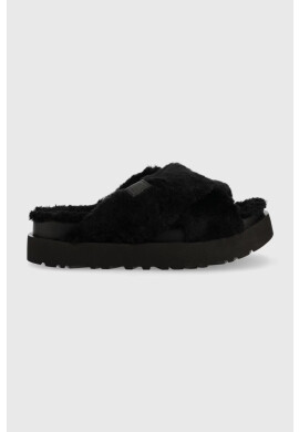 Ugg Пантофи W Fuzz Sugar Cross Slide в черно - Pepit.bg