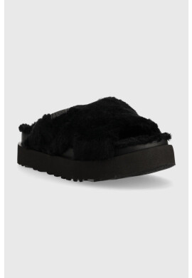 Ugg Пантофи W Fuzz Sugar Cross Slide в черно - Pepit.bg
