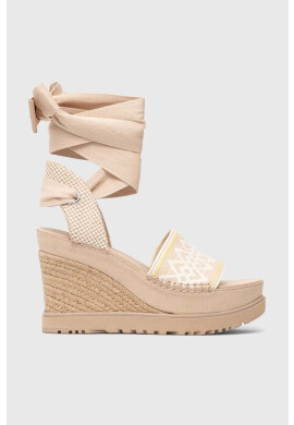 Ugg Сандали Abbot Ankle Wrap в бежово със скосена платформа - Pepit.bg