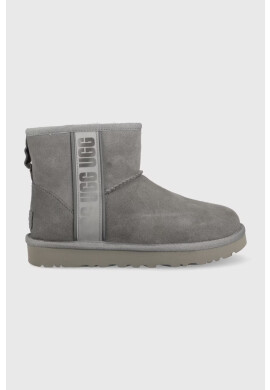 Ugg Велурени апрески W Classic Mini Slide Logo II в сиво - Pepit.bg