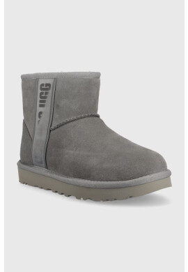 Ugg Велурени апрески W Classic Mini Slide Logo II в сиво - Pepit.bg