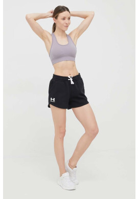 Under Armour Къси панталони Rival 1369858 в черно с изчистен дизайн със стандартна талия - Pepit.bg