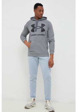 Under Armour Суичър в сиво с качулка с принт - Pepit.bg