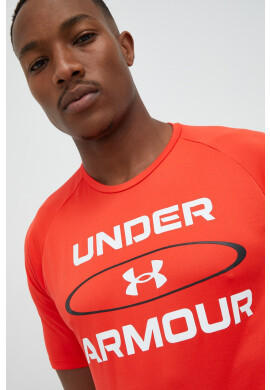 Under Armour Тениска за трениране Tech 2.0 в червено с принт - Pepit.bg