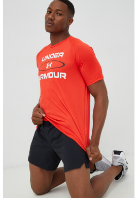 Under Armour Тениска за трениране Tech 2.0 в червено с принт - Pepit.bg