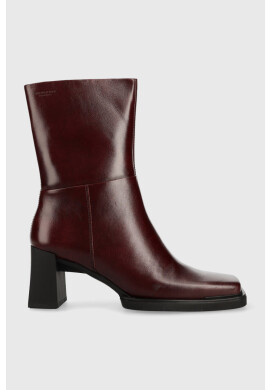 Vagabond Shoemakers Кожени боти Edwina в бордо с висок ток - Pepit.bg