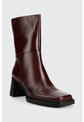 Vagabond Shoemakers Кожени боти Edwina в бордо с висок ток - Pepit.bg