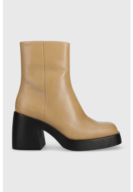 Vagabond Shoemakers Кожени боти Brooke в бежово с висок ток - Pepit.bg