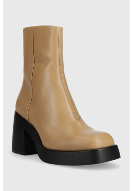 Vagabond Shoemakers Кожени боти Brooke в бежово с висок ток - Pepit.bg