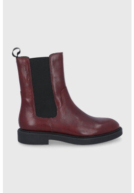 Vagabond Shoemakers Кожени боти челси дамски в бордо с равна подметка - Pepit.bg