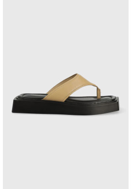 Vagabond Shoemakers Кожени джапанки Evy в бежово с равна подметка - Pepit.bg