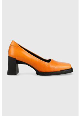 Vagabond Shoemakers Кожени обувки с дебел ток Edwina в оранжево с висок ток - Pepit.bg