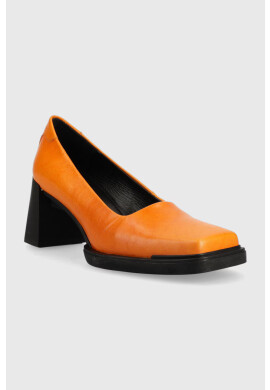 Vagabond Shoemakers Кожени обувки с дебел ток Edwina в оранжево с висок ток - Pepit.bg