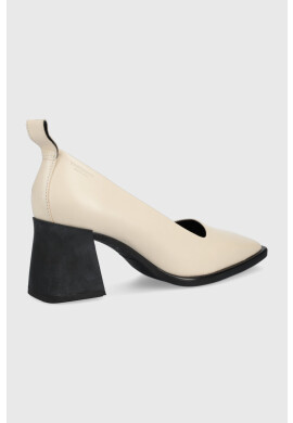Vagabond Shoemakers Кожени обувки с дебел ток Hedda в бежово с висок ток - Pepit.bg