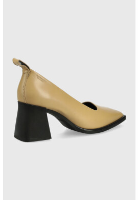 Vagabond Shoemakers Кожени обувки с дебел ток Hedda в бежово с висок ток - Pepit.bg