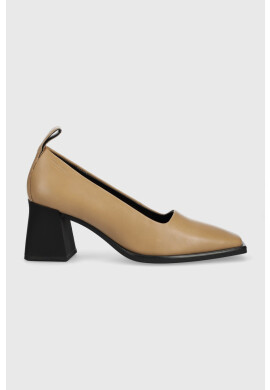 Vagabond Shoemakers Кожени обувки с дебел ток Hedda в бежово с висок ток - Pepit.bg
