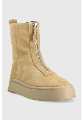 Vagabond Shoemakers Велурени боти Stacy в бежово с платформа с изолация - Pepit.bg