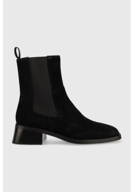 Vagabond Shoemakers Велурени боти челси Blanca в черно с висок ток - Pepit.bg