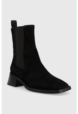 Vagabond Shoemakers Велурени боти челси Blanca в черно с висок ток - Pepit.bg