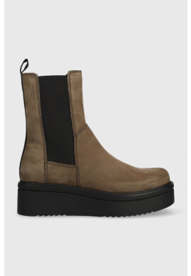 Vagabond Shoemakers Велурени боти челси Tara в зелено с платформа - Pepit.bg