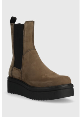 Vagabond Shoemakers Велурени боти челси Tara в зелено с платформа - Pepit.bg