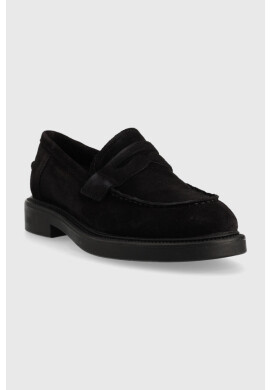 Vagabond Shoemakers Велурени мокасини Alex W в черно с равна подметка - Pepit.bg