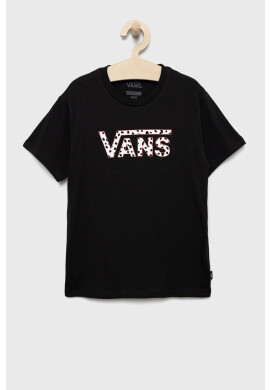 Vans Детска памучна тениска в черно - Pepit.bg